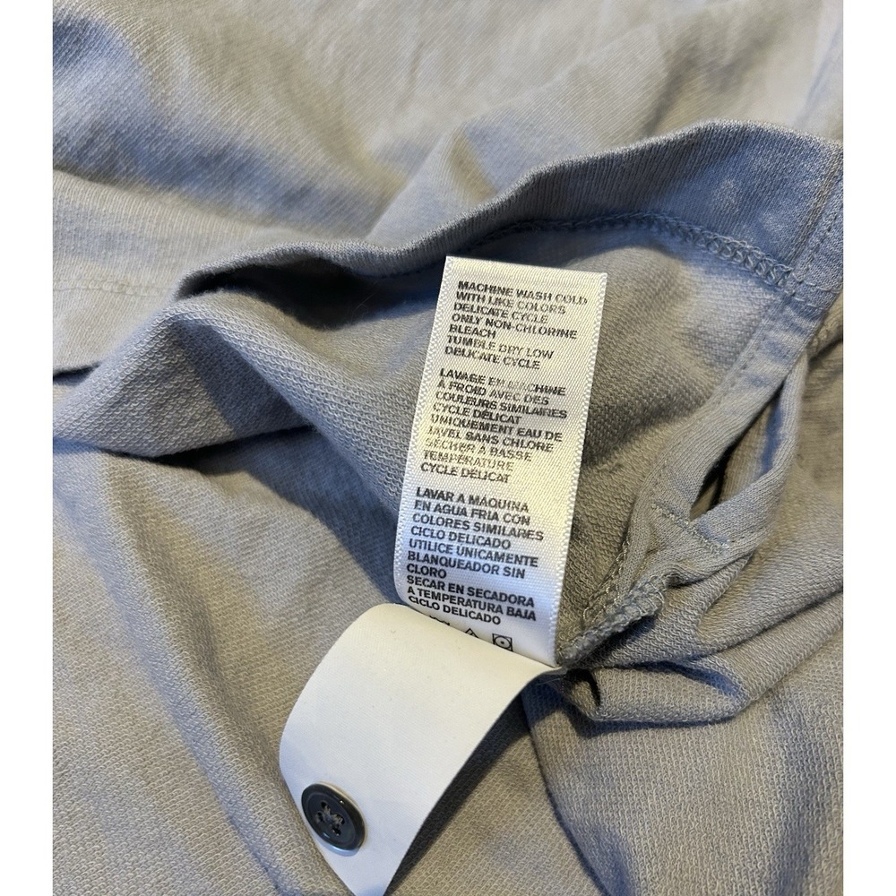 James Perse Polo Shirt Palm Tree Embroidered French Terry Cotton Gray Mens XL - Picture 6 of 9